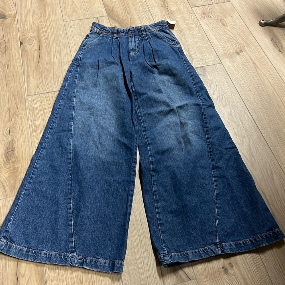 Wide Leg Blue Denim Jeans